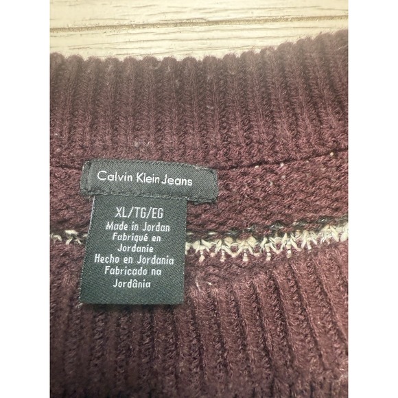 Calvin Klein Ladies Marbled Maroon Knit Vintage Sweater. Cotton Blend. Sz XL - Picture 3 of 10